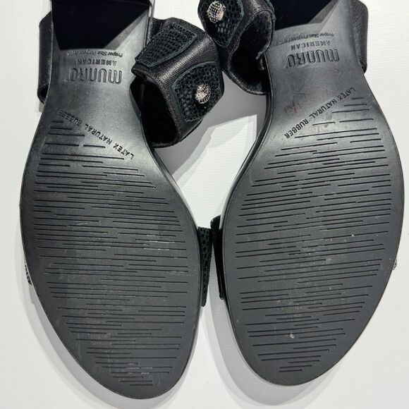 MUNRO AMERICAN Black Snakeskin Style Leather Heeled Slide Sandals Women Size 8N - Picture 14 of 14